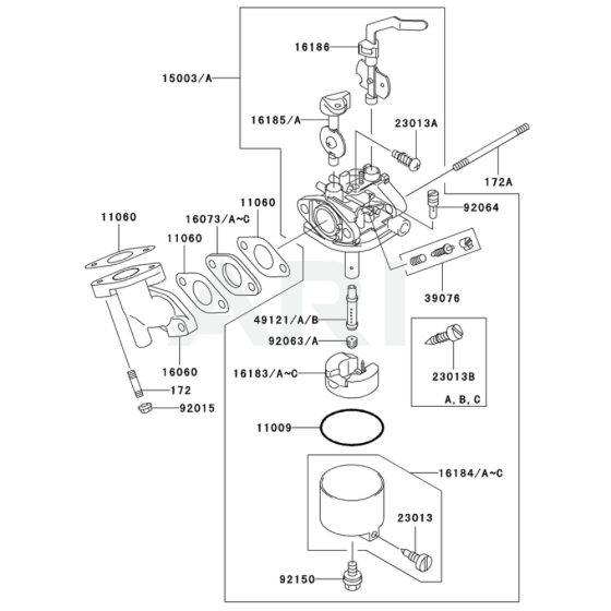 Carburettor for Kawasaki FE170D Engines