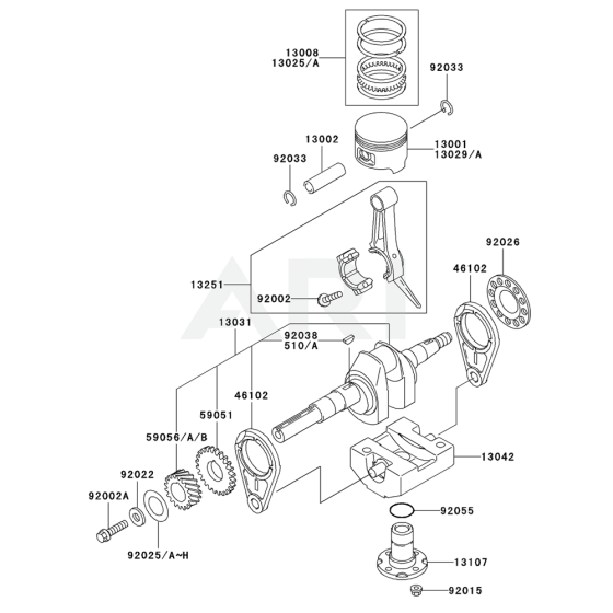 Piston / Crankshaft for Kawasaki FE250D Engines