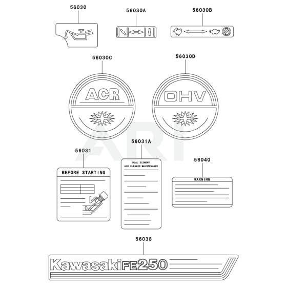 Label for Kawasaki FE250D Engines