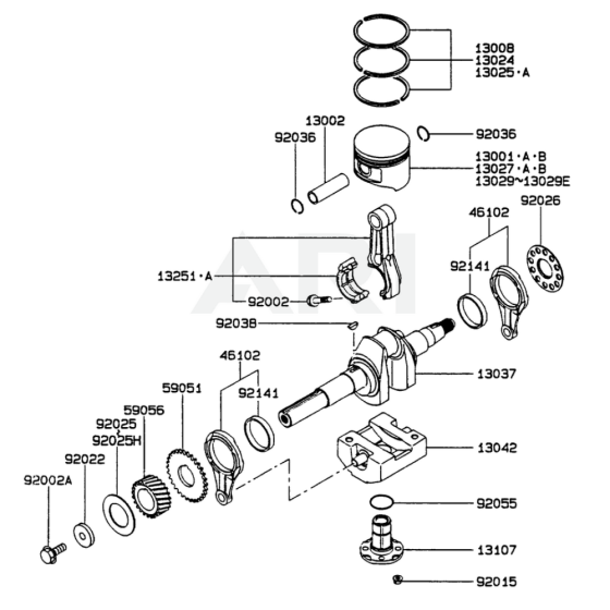 Piston / Crankshaft for Kawasaki FE290D Engines