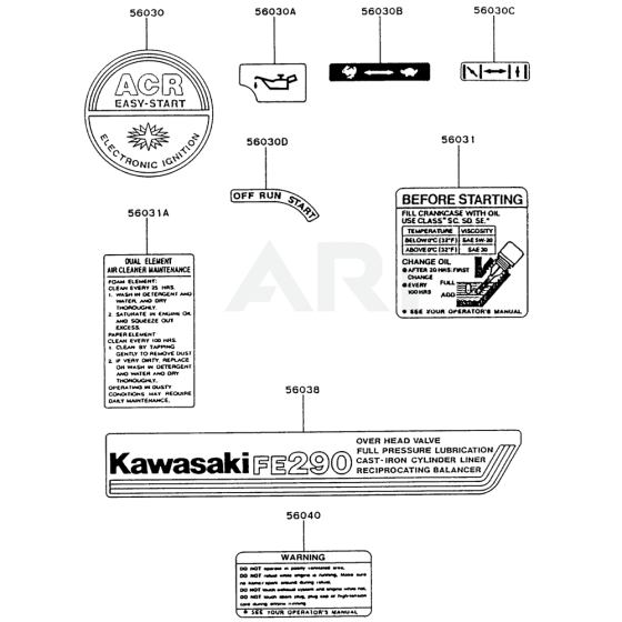 Label for Kawasaki FE290D Engines