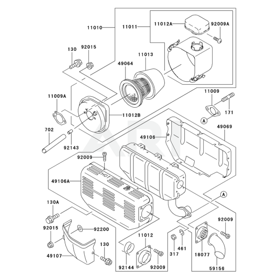 Air FIlter / Muffler for Kawasaki FE290R Engines