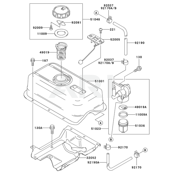 Fuel Tank / Fuel Valve for Kawasaki FE350D Engines