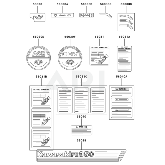 Label for Kawasaki FE350D Engines
