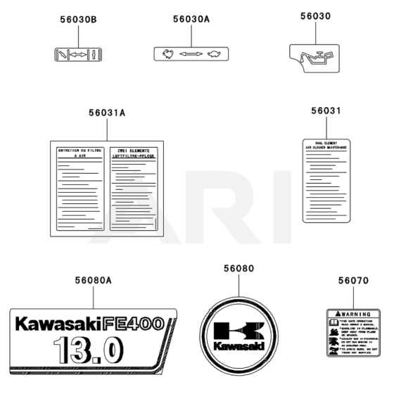 Label for Kawasaki FE400D Engines