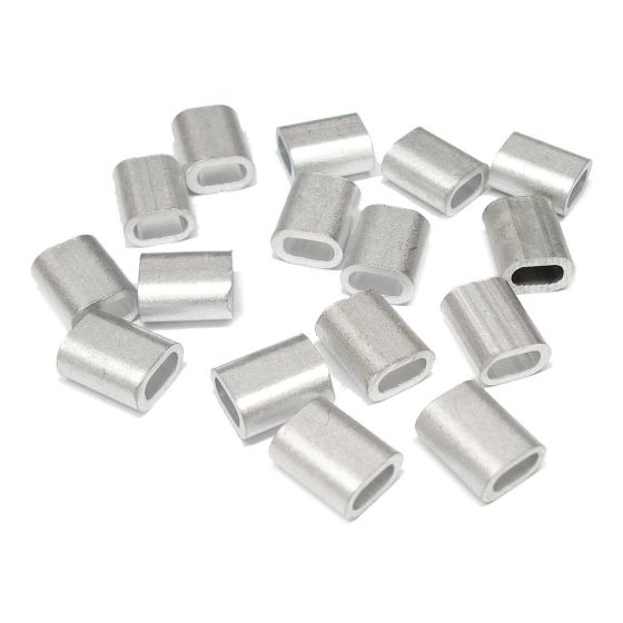 Aluminium Ferrules to suit 2mm Nylon Coated Wire Rope, Easy to Crimp, Bag of 100