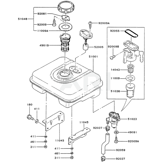 Fuel Tank / Fuel Valve for Kawasaki FG150R Engine