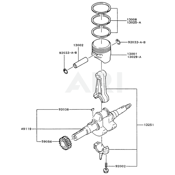 Piston / Crankshaft for Kawasaki FG200D Engine