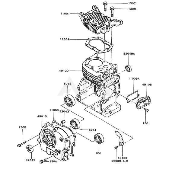 Cylinder / Crankcase for Kawasaki FG200D Engine