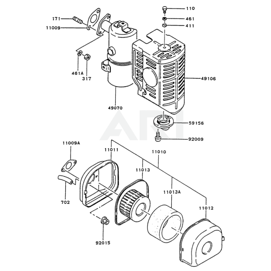 Air FIlter / Muffler for Kawasaki FG200R Engine