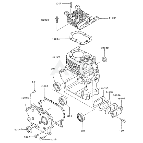 Cylinder / Crankcase for Kawasaki FG270G Engine