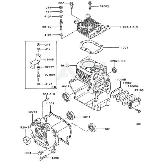 Cylinder / Crankcase for Kawasaki FG300D Engine