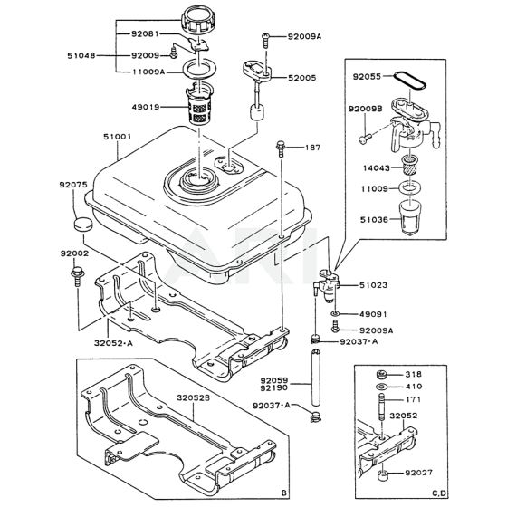 Fuel Tank / Fuel Valve for Kawasaki FG300D Engine