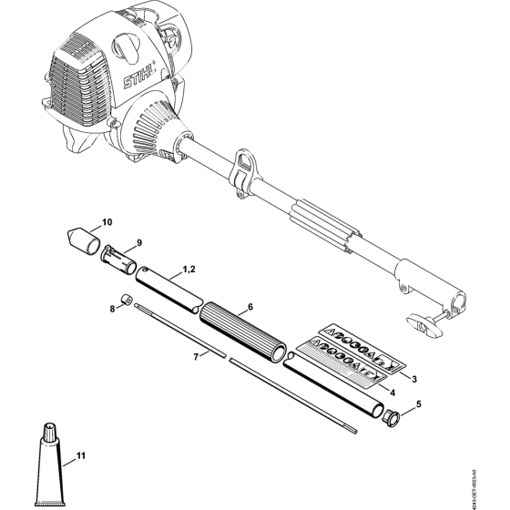 Drive tube assembly for Stihl FH-KM 135 Degree KombiTool