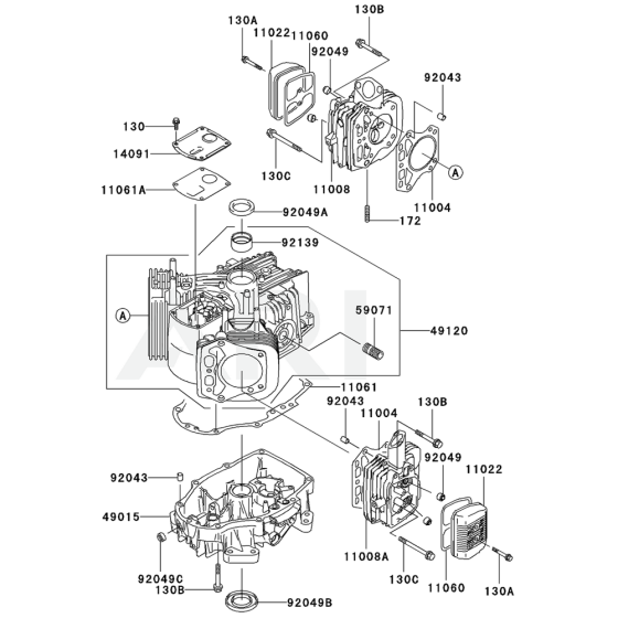 Cylinder / Crankcase for Kawasaki FH381V Engine