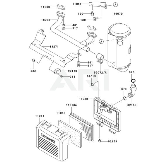 Air Filter / Muffler for Kawasaki FH430V Engine