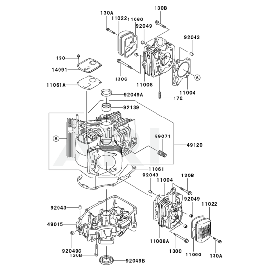 Cylinder / Crankcase for Kawasaki FH430V Engine