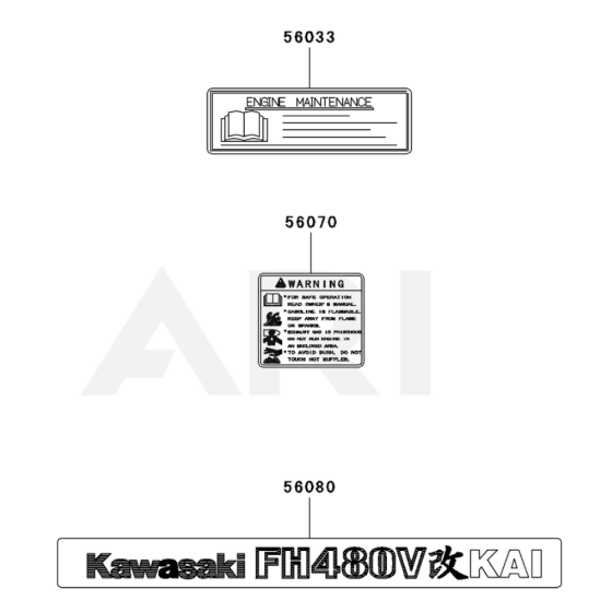 Label for Kawasaki FH480V Engine