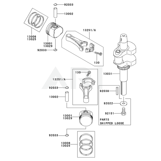 Piston / Crankshaft for Kawasaki FH500V Engine