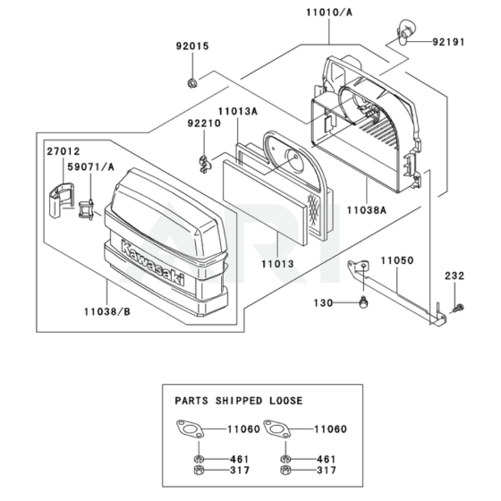 Air Filter / Muffler for Kawasaki FH580V Engine