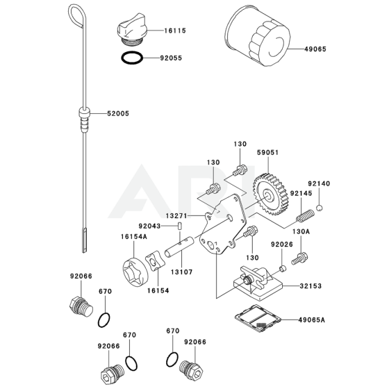 Lubrication Equipment for Kawasaki FH601D Engine