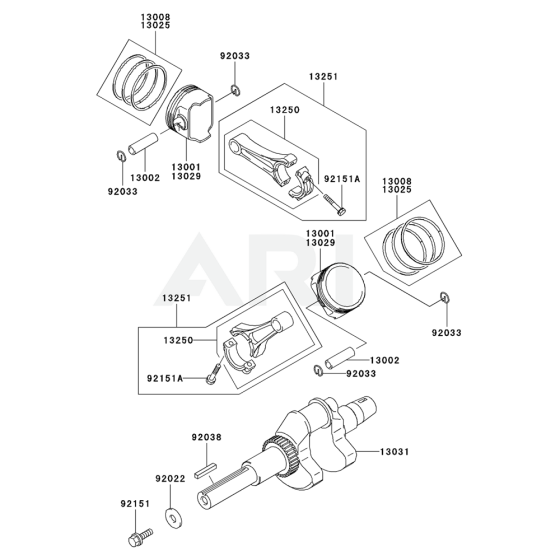 Piston / Crankshaft for Kawasaki FH601D Engine