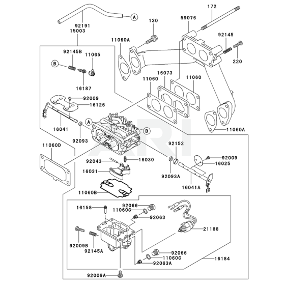 Carburetor for Kawasaki FH641D Engine