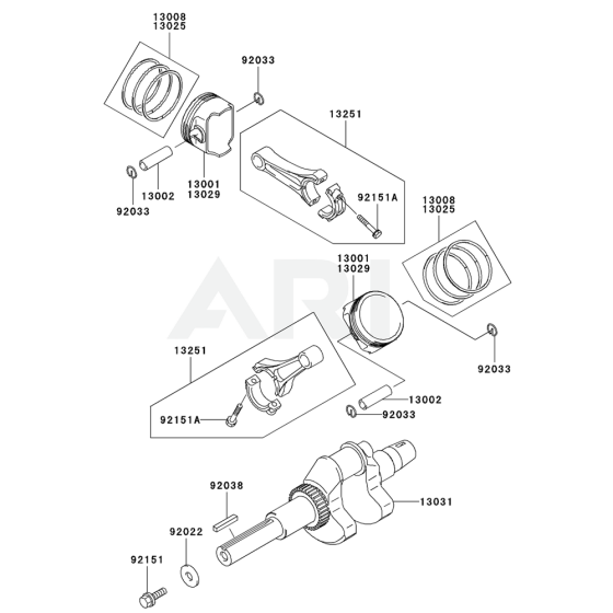 Piston / Crankshaft for Kawasaki FH721D Engine