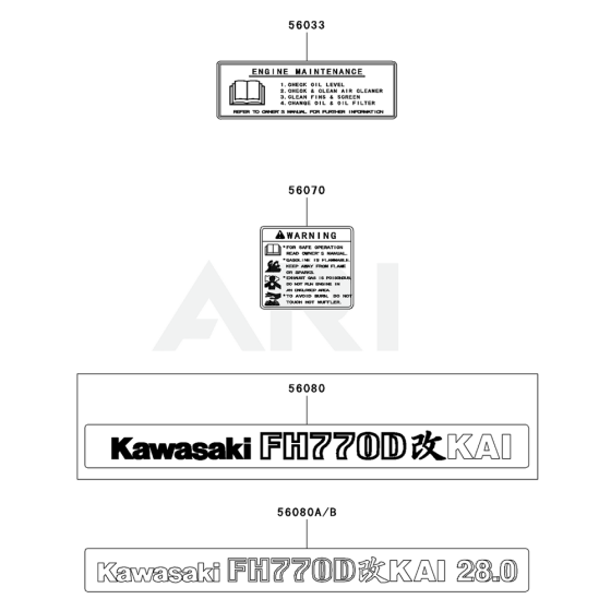 Label for Kawasaki FH770D Engine