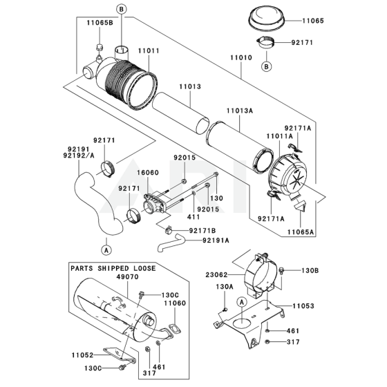 Air Filter / Muffler for Kawasaki FH770D Engine