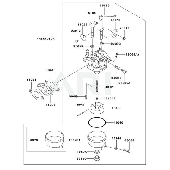 Carburettor for Kawasaki FJ100D Engine