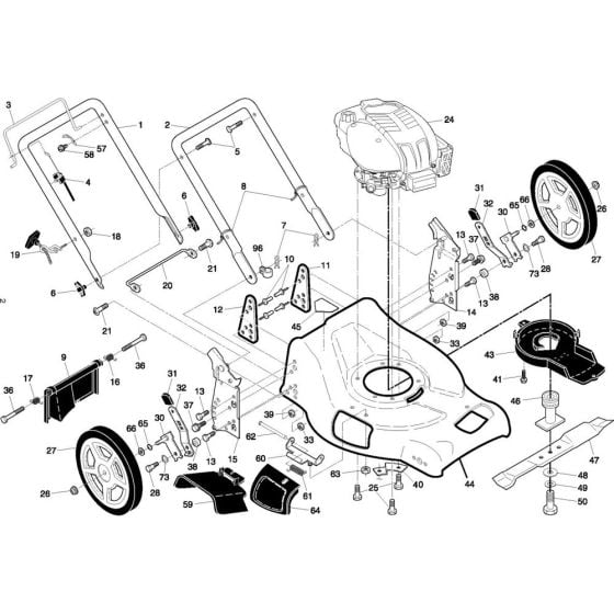 Complete Product Assembly for Flymo FL521D Mowers