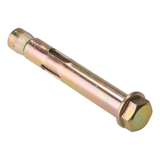 Sleeve Anchor, Hex Bolt Type, Zinc Yellow Passivated, Bagged