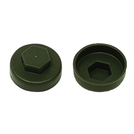 TechFast Cover Cap Olive Green 16mm (Pack 100)