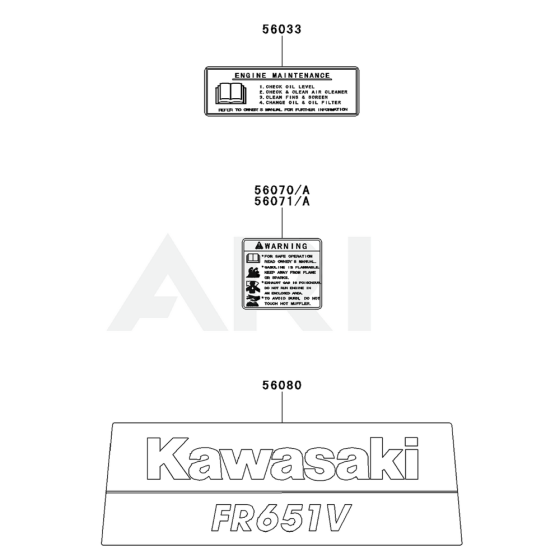 Label for Kawasaki FR651V Engine