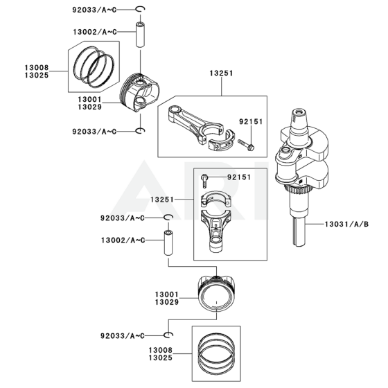 Piston / Crankshaft for Kawasaki FR651V Engine