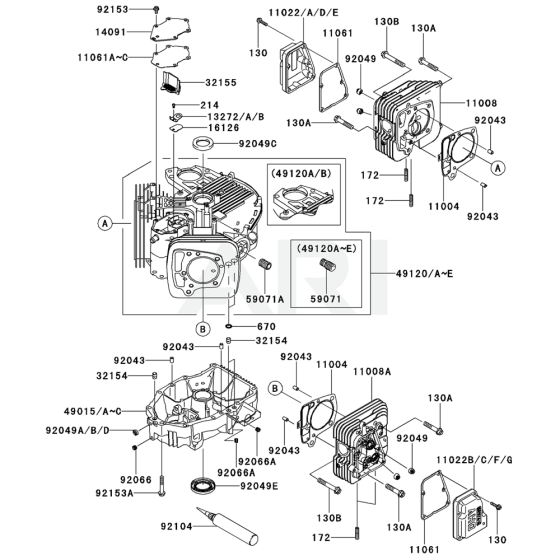 Cylinder / Crankcase for Kawasaki FR691V Engine