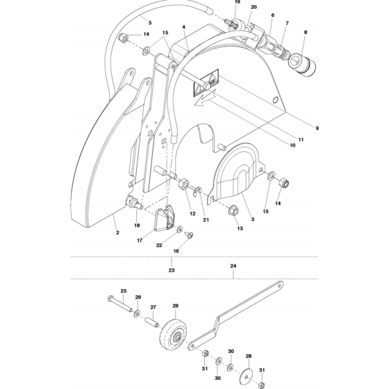 Blade Guard Assembly for Husqvarna FS305 Floor Saw