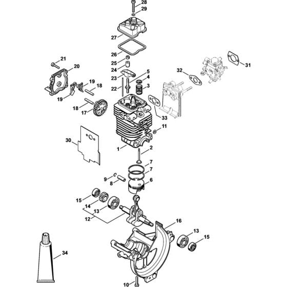 Engine 43 mm Assembly for Stihl FS310 Clearing Saw