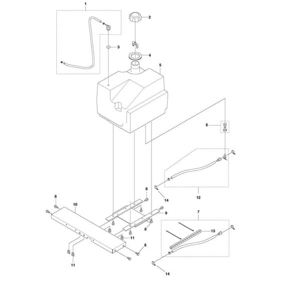 Fuel Tank Assembly for Husqvarna FS3500 G II Floor Saw