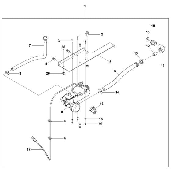 Water Pump Assembly for Husqvarna FS3500 G II Floor Saw