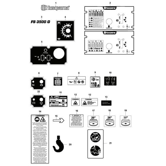 Decals for Husqvarna FS3500 G II Floor Saw