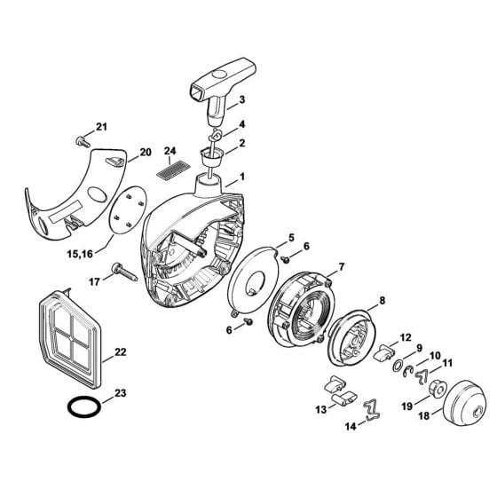 Rewind starter Assembly for Stihl FS360C FS410C Clearing Saw