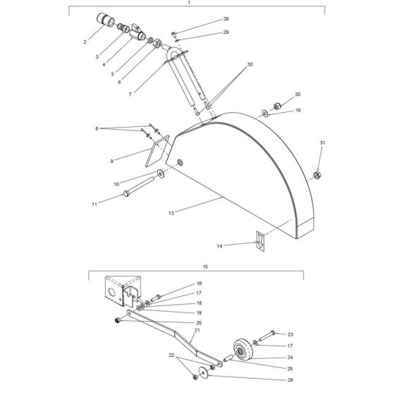 Blade Guard Assembly for Husqvarna FS400 LVS Floor Saw