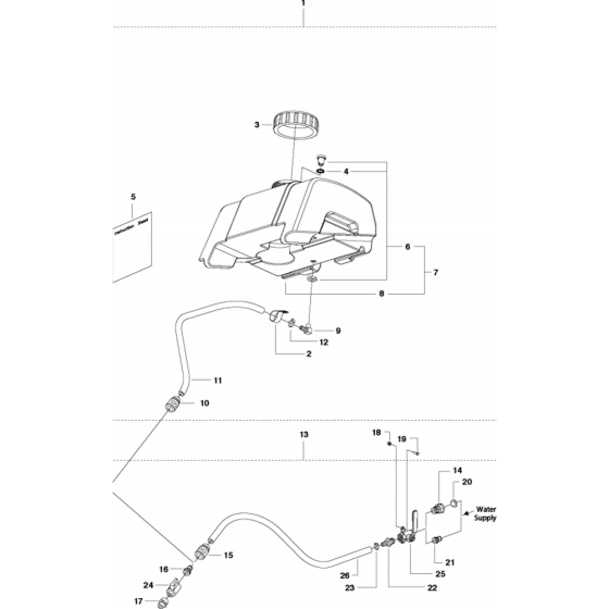 Water System Assembly for Husqvarna FS410 D Floor Saw