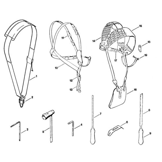 Harness & Tools & Extras Assembly for Stihl FS410 Clearing Saw