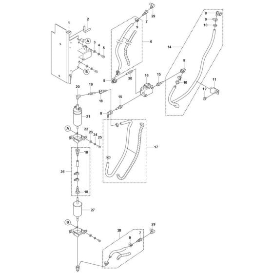 Fuel System Assembly for Husqvarna FS4600 G II Floor Saw