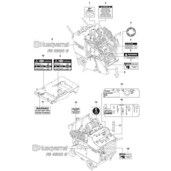 Decals for Husqvarna FS4600 G II Floor Saw