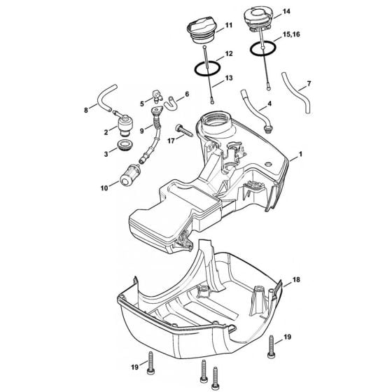 Fuel tank Assembly for Stihl FS460C FS460RC Clearing Saw