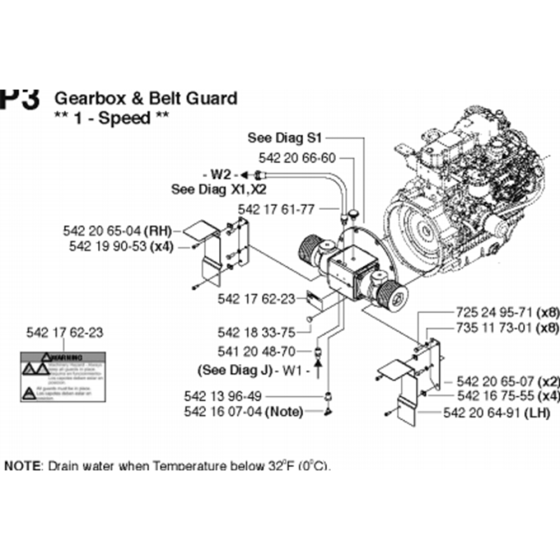 Gearbox & Belt Guard, 1 - Speed Assembly for Husqvarna FS4800 Floor Saw